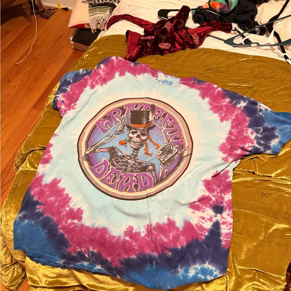 Tie-Dye 'Grateful Dead' Kids Short Sleeve Tee - Pink/Blue/White